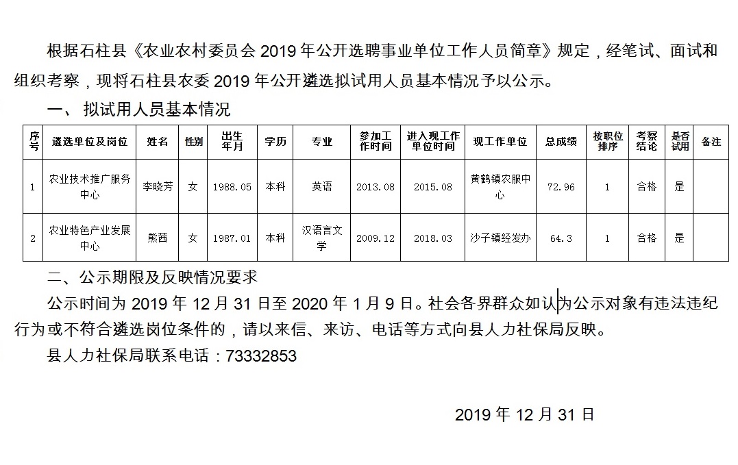 李家台子村民委员会招聘启事